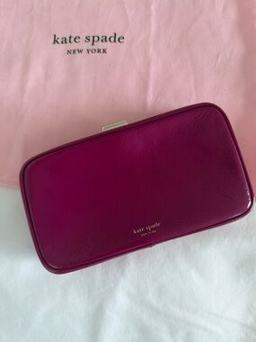 Kate Spade Pink Patent Leather Clutch Crossbody | Wallet on Chain Evening Bag